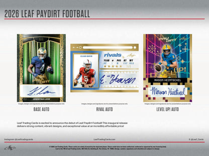2026 Leaf Paydirt Football Hobby Box | Columbia Sports Cards - Columbia Hobby - Sports Card Boxes - Toploaders - Card Savers