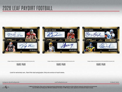 2026 Leaf Paydirt Football Hobby Box | Columbia Sports Cards - Columbia Hobby - Sports Card Boxes - Toploaders - Card Savers