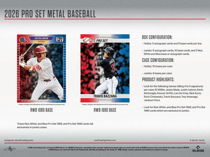 2026 Leaf Pro Set Metal Baseball Hobby Box | Columbia Sports Cards - Columbia Hobby - Sports Card Boxes - Toploaders - Card Savers