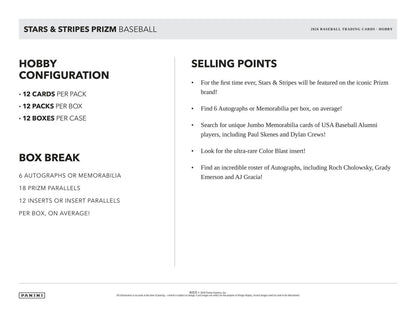 2026 Panini USA Stars & Stripes Prizm Baseball Hobby Box | Columbia Sports Cards - Columbia Hobby - Sports Card Boxes - Toploaders - Card Savers