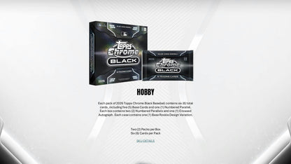 2026 Topps Chrome Black Baseball Hobby Box | Columbia Sports Cards - Columbia Hobby - Sports Card Boxes - Toploaders - Card Savers