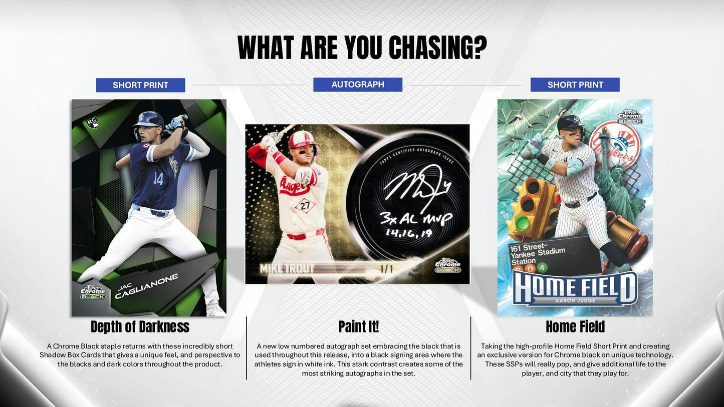 2026 Topps Chrome Black Baseball Hobby Box | Columbia Sports Cards - Columbia Hobby - Sports Card Boxes - Toploaders - Card Savers