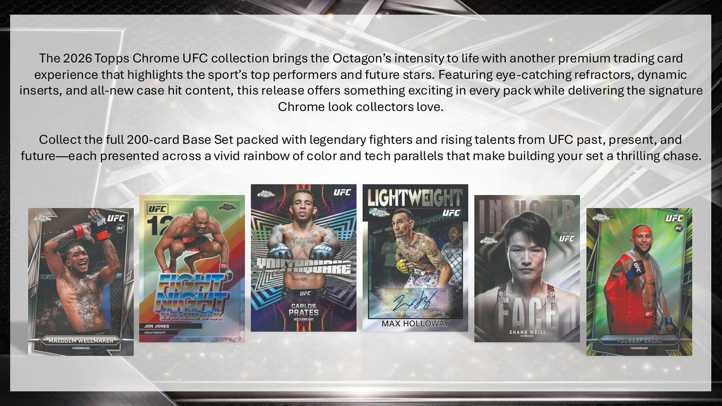 2026 Topps Chrome UFC Mega Box | Columbia Sports Cards - Columbia Hobby - Sports Card Boxes - Toploaders - Card Savers