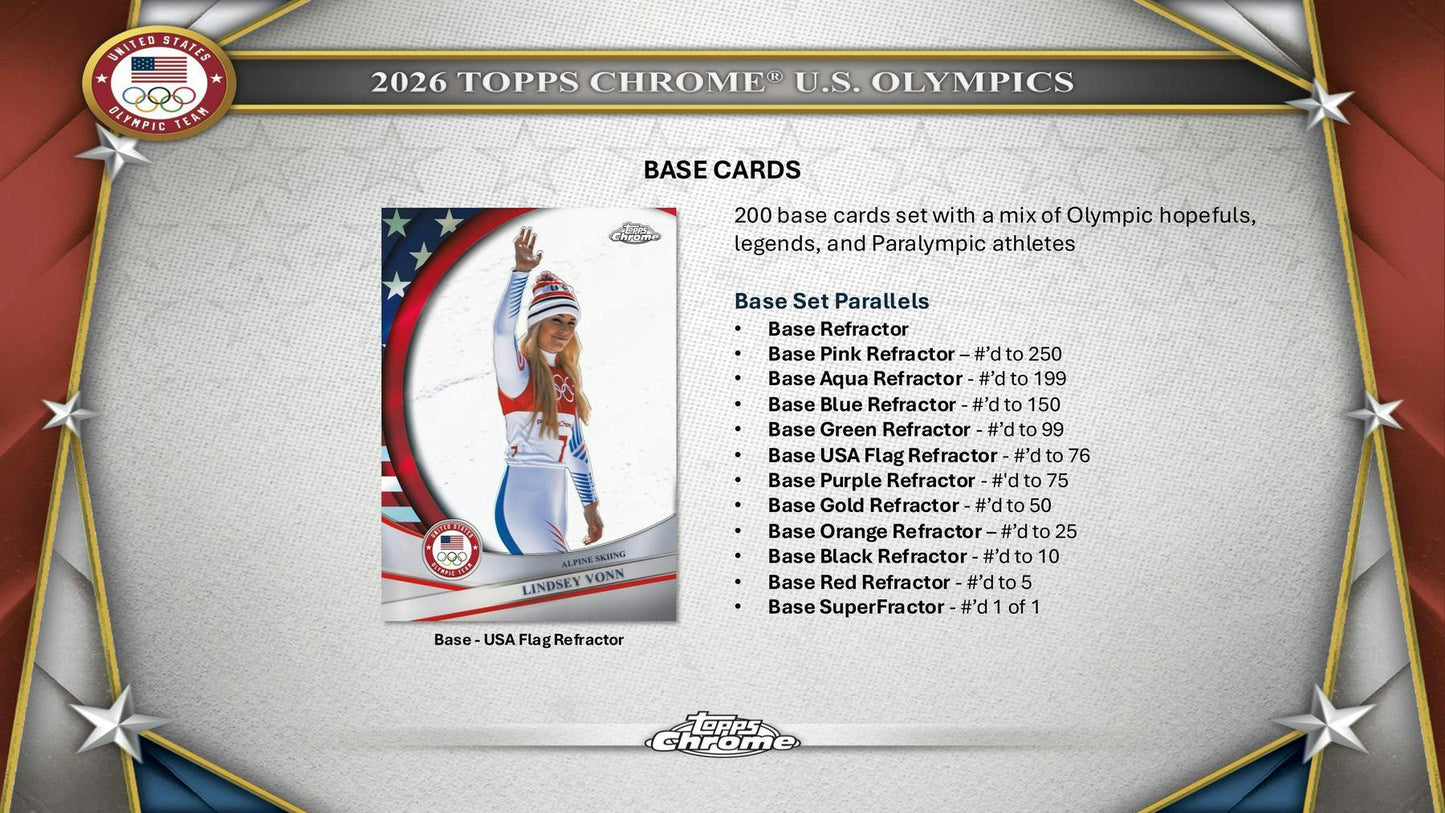 2026 Topps Chrome U.S. Olympics 7 - Pack Blaster Box | Columbia Sports Cards - Columbia Hobby - Sports Card Boxes - Toploaders - Card Savers
