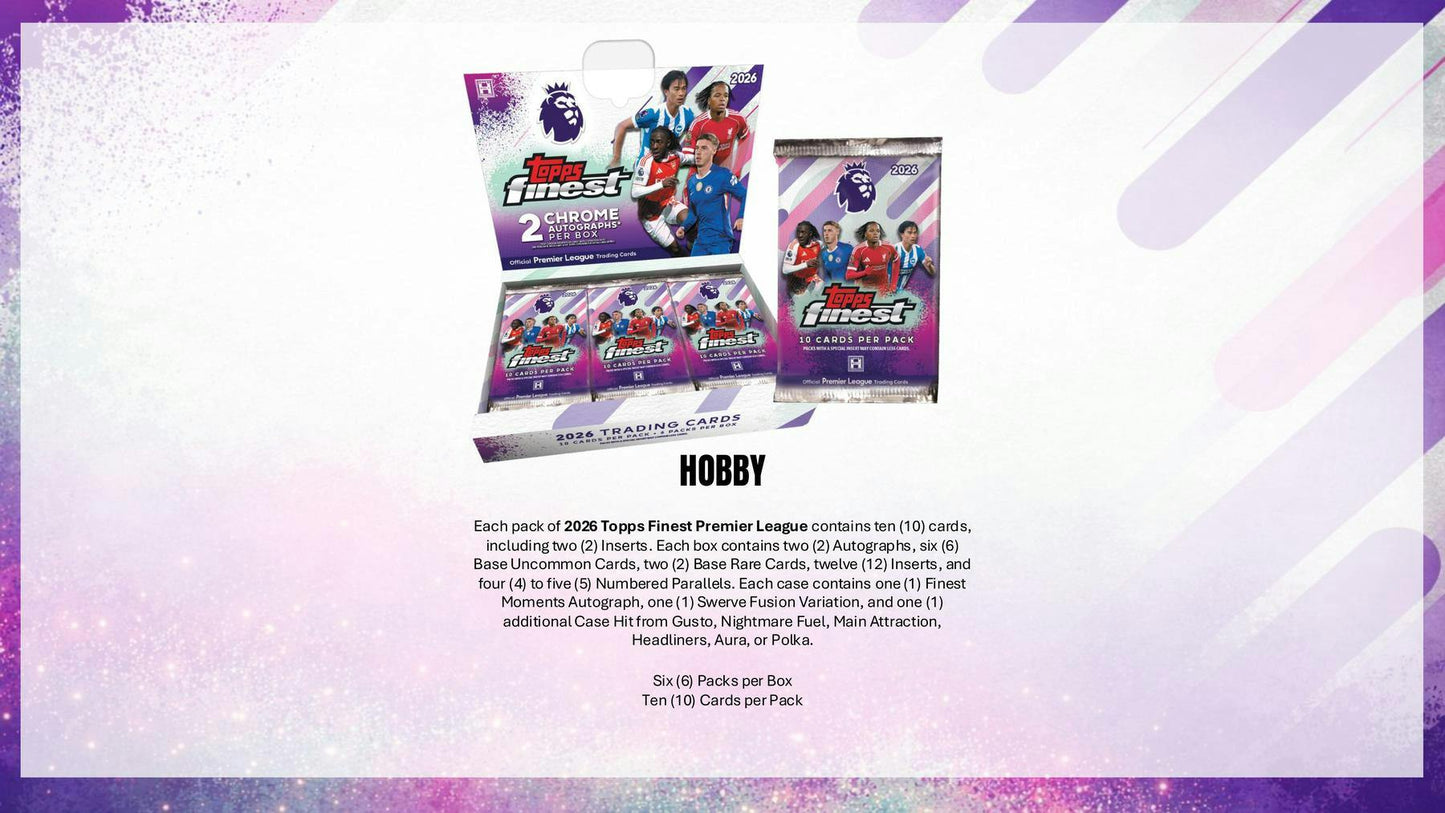 2026 Topps Finest Premier League EPL Soccer Hobby Box | Columbia Sports Cards - Columbia Hobby - Sports Card Boxes - Toploaders - Card Savers