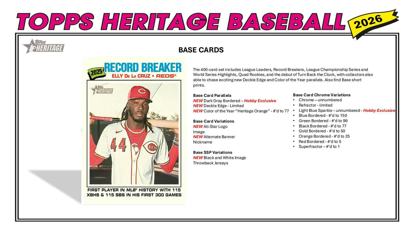 2026 Topps Heritage Baseball Blaster Box | Columbia Sports Cards - Columbia Hobby - Sports Card Boxes - Toploaders - Card Savers