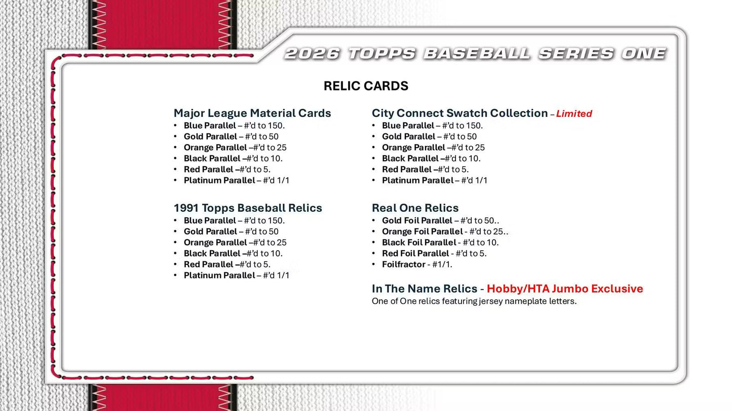 2026 Topps Series 1 Baseball Hobby Box (Presell) - Columbia Hobby - Sports Card Boxes - Toploaders - Card Savers