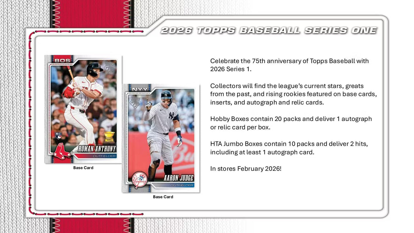 2026 Topps Series 1 Baseball Hobby Box (Presell) - Columbia Hobby - Sports Card Boxes - Toploaders - Card Savers