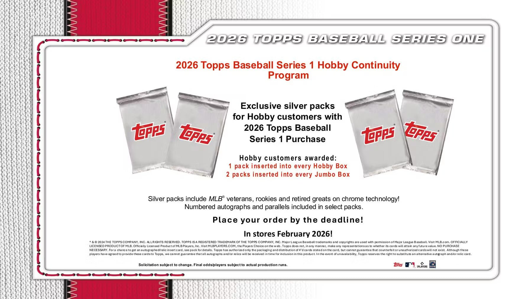 2026 Topps Series 1 Baseball Hobby Box (Presell) - Columbia Hobby - Sports Card Boxes - Toploaders - Card Savers