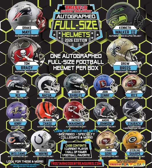 2026 TriStar Hidden Treasures Autographed Full Size Football Helmet Box | Columbia Sports Cards - Columbia Hobby - Sports Card Boxes - Toploaders - Card Savers