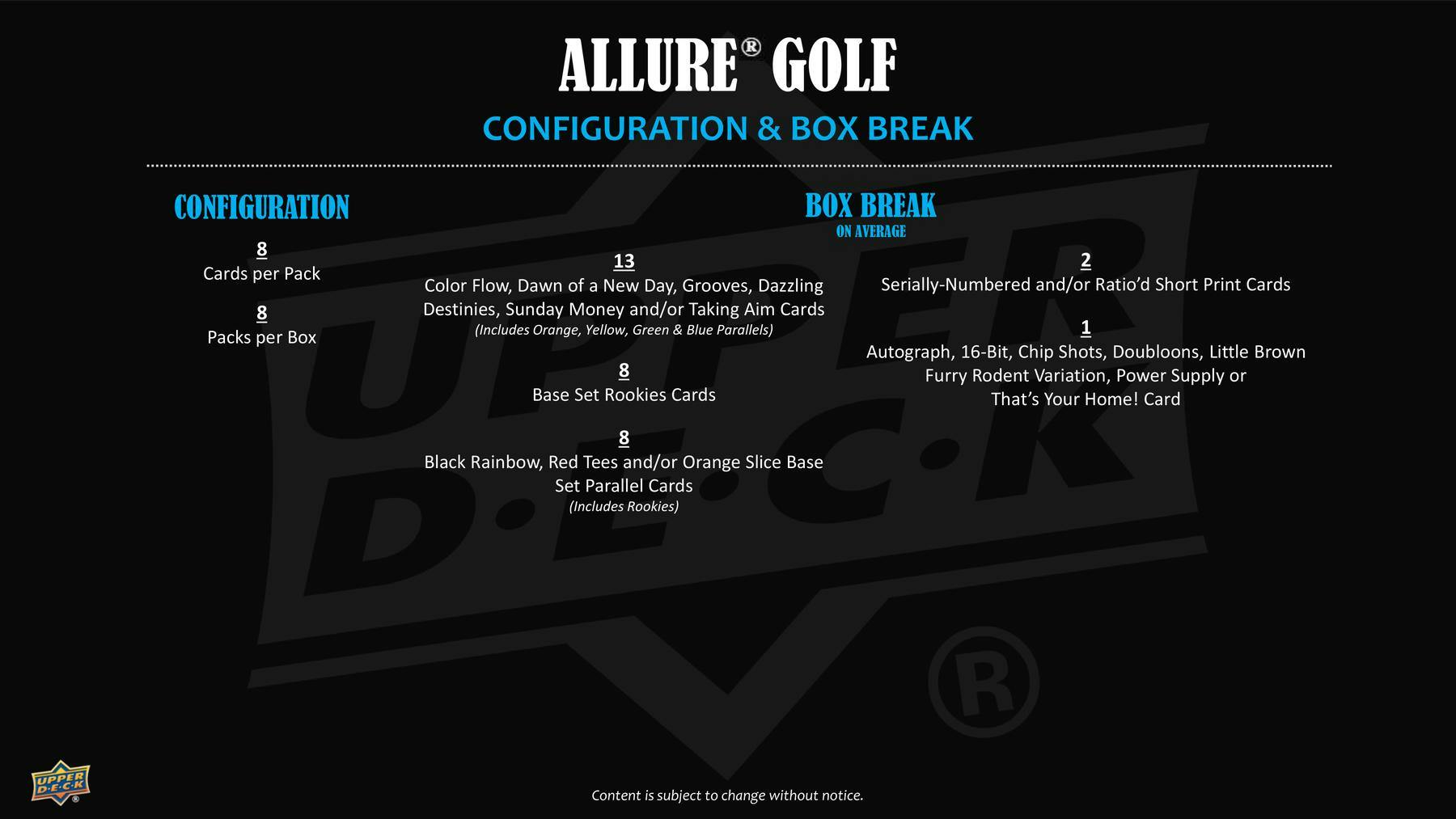 2026 Upper Deck Allure Golf Hobby Box - Columbia Hobby - Sports Card Boxes - Toploaders - Card Savers