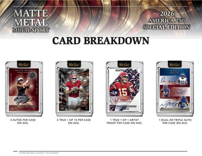 2026 Wild Card Matte Metal America 250 Multi - Sport Hobby Box | Columbia Sports Cards - Columbia Hobby - Sports Card Boxes - Toploaders - Card Savers