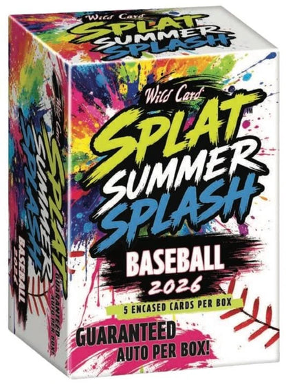 2026 Wild Card Splat Summer Splash Baseball Hobby Box
Wild Card Splat Summer Splash Baseball encased autograph cards
2026 Wild Card Splat Baseball one-of-one encased cards
Wild Card Splat Baseball True 1/1 Gold Vinyl and Starry Break cards