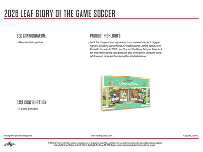 2026 Leaf Glory of the Game Soccer Hobby Box | Columbia Sports Cards | Columbia Hobby - Sports Card Boxes - Toploaders - Card Savers.