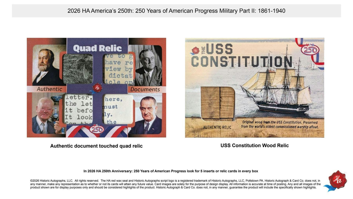 2026 Historic Autographs America's 250th Anniversary Part 2: Military Hobby Box | Columbia Sports Cards | Columbia Hobby - Sports Card Boxes - Toploaders - Card Savers.