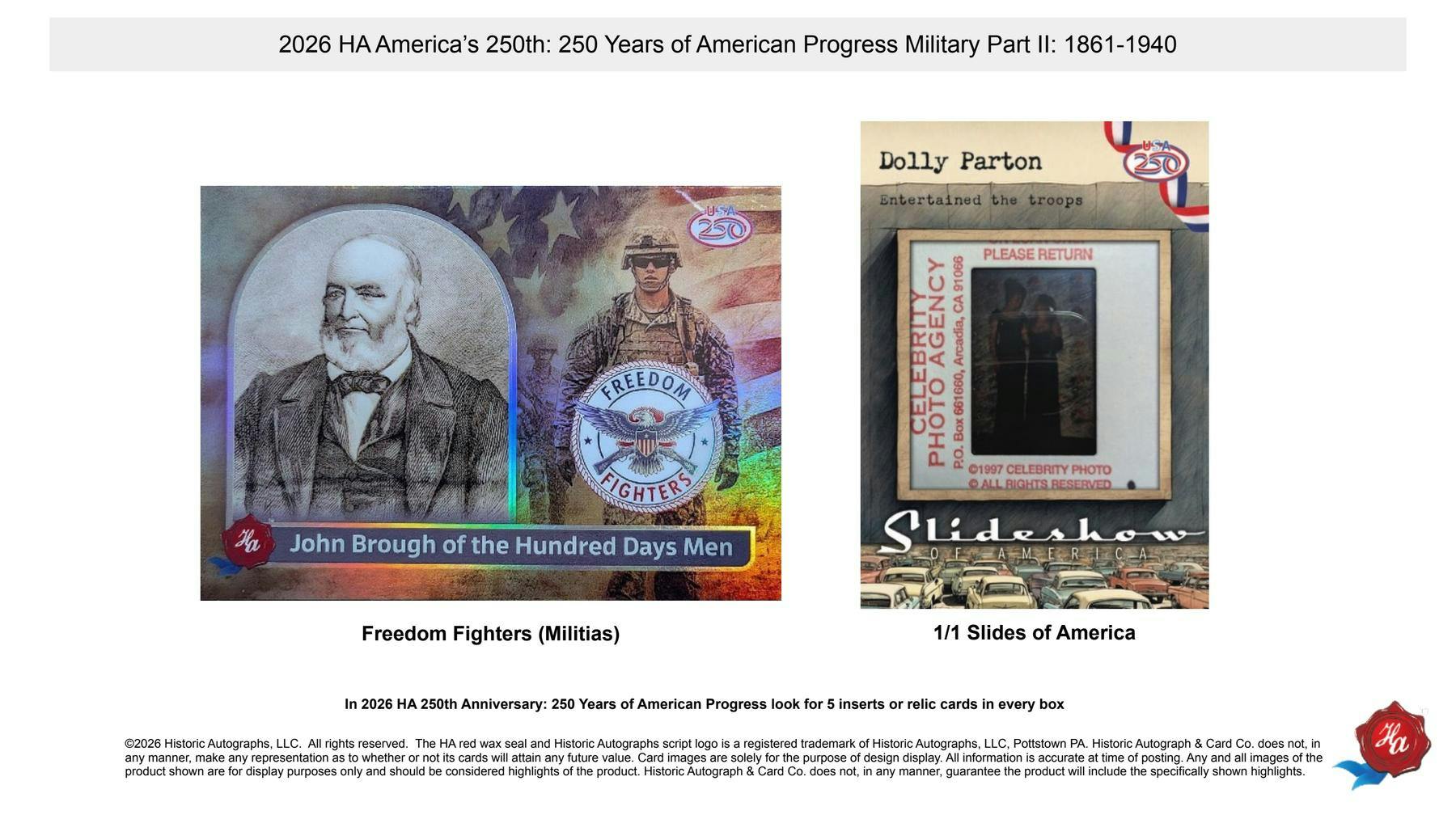 2026 Historic Autographs America's 250th Anniversary Part 2: Military Hobby Box | Columbia Sports Cards | Columbia Hobby - Sports Card Boxes - Toploaders - Card Savers.