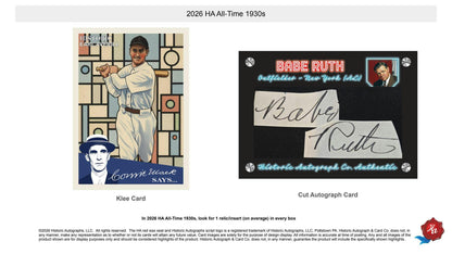 2026 Historic Autographs All-Time 1930s Baseball Hobby Box | Columbia Sports Cards | Columbia Hobby - Sports Card Boxes - Toploaders - Card Savers.