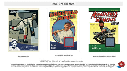 2026 Historic Autographs All-Time 1930s Baseball Hobby Box | Columbia Sports Cards | Columbia Hobby - Sports Card Boxes - Toploaders - Card Savers.