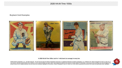 2026 Historic Autographs All-Time 1930s Baseball Hobby Box | Columbia Sports Cards | Columbia Hobby - Sports Card Boxes - Toploaders - Card Savers.