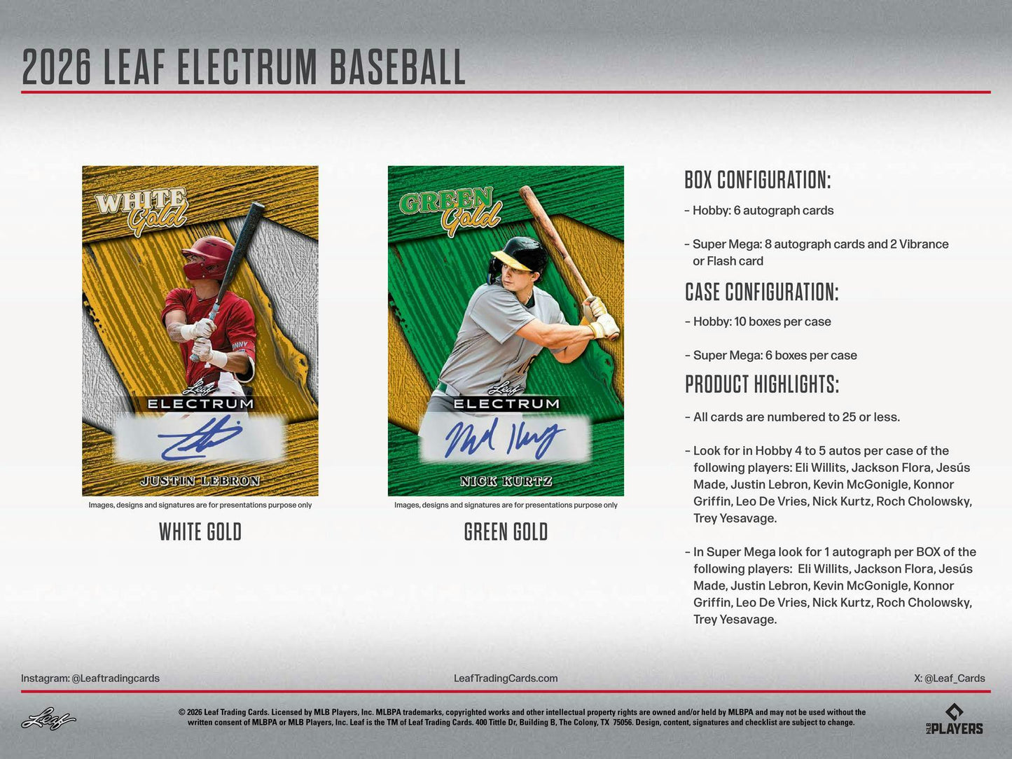 2026 Leaf Electrum Baseball Hobby Box | Columbia Sports Cards | Columbia Hobby - Sports Card Boxes - Toploaders - Card Savers.