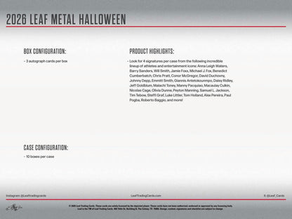 2026 Leaf Metal Halloween Hobby Box sell sheet 6