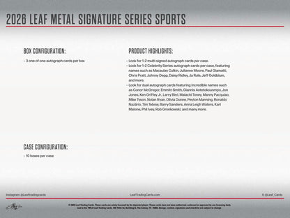 2026 Leaf Metal Signature Series Hobby Box | Columbia Sports Cards | Columbia Hobby - Sports Card Boxes - Toploaders - Card Savers.
