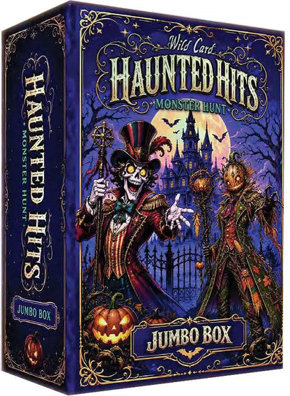 2026 Wild Card Haunted Hits Monster Hunt Multi-Sport Jumbo Box containing 5 encased cards

2026 Wild Card Haunted Hits Monster Hunt individually foil-wrapped encased trading cards

2026 Wild Card Haunted Hits Monster Hit 1-of-1 multi-sport trading card

2026 Wild Card Haunted Hits Monster Hit autograph card featuring premium artwork

2026 Wild Card Haunted Hits BOO! one-of-one trading card

2026 Wild Card Haunted Hits Wicked Hits 1-of-1 collectible card

2026 Wild Card Haunted Hits Trick or Trea