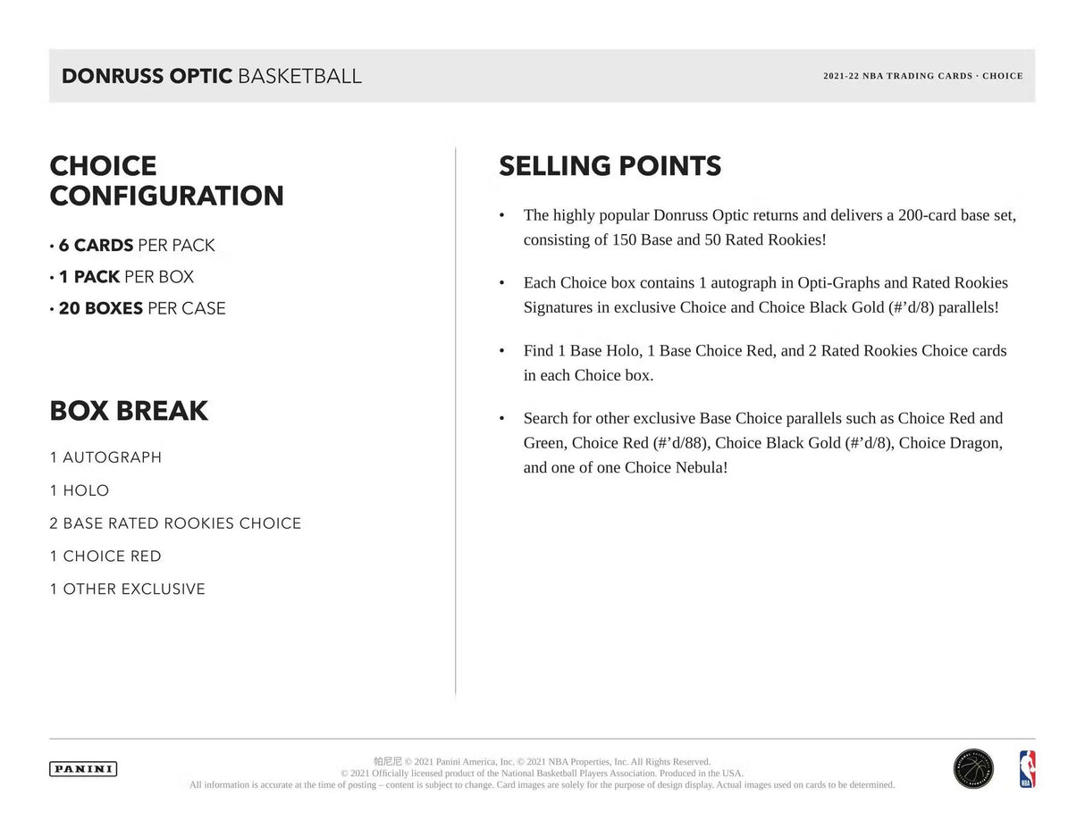 2021-22 Panini Donruss Optic Basketball Choice Box