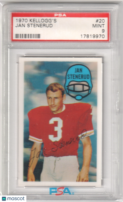 JAN STENERUD 1970 Kellogg's #20 PSA 9 MINT - CHIEFS