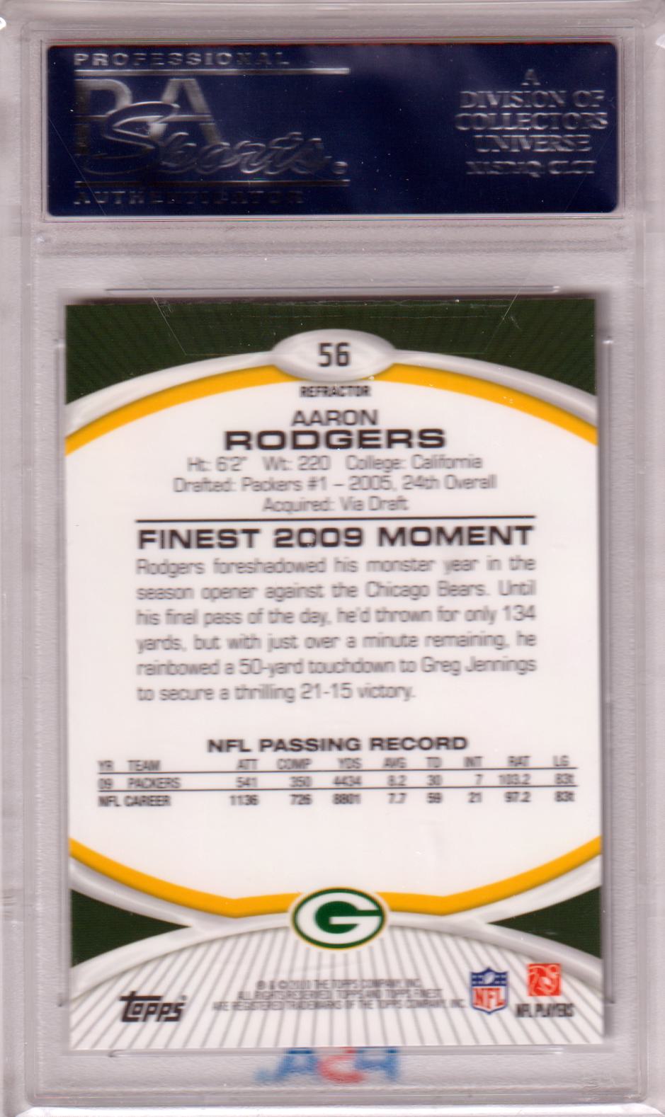 AARON RODGERS 2010 Topps Finest Refractor #56 PSA 10 Gem Mint PACKERS POP 7