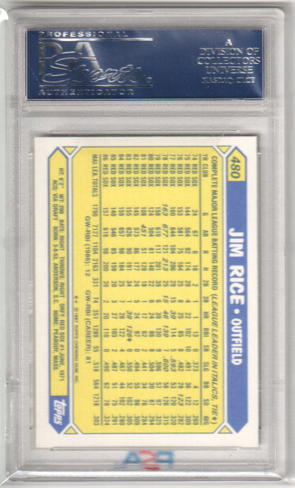 JIM RICE 1987 Topps Tiffany #480 PSA 10 GEM MINT - RED SOX