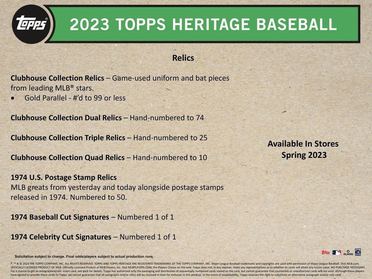 2023 Topps Heritage Baseball Blaster Box