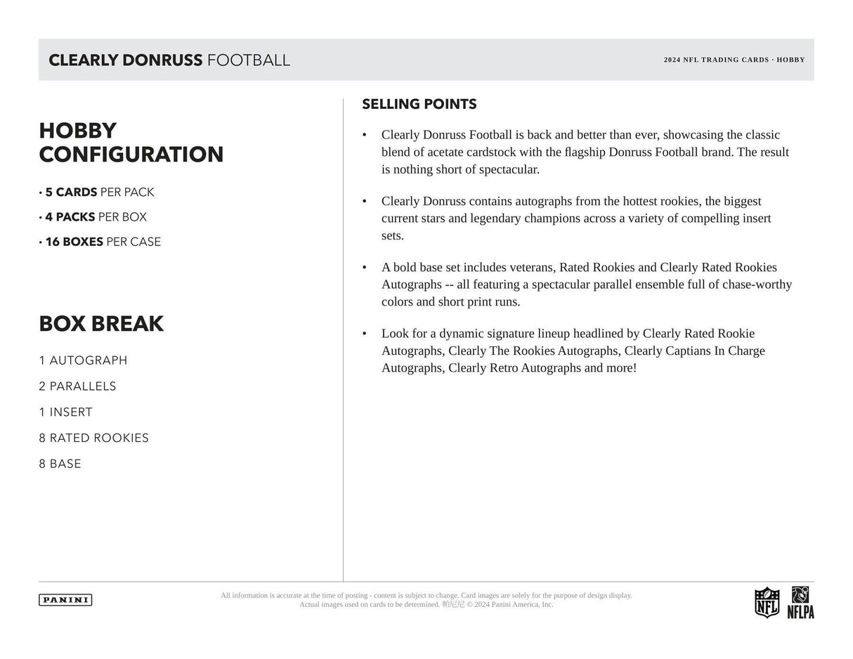 2024 Panini Clearly Donruss Football Hobby Box