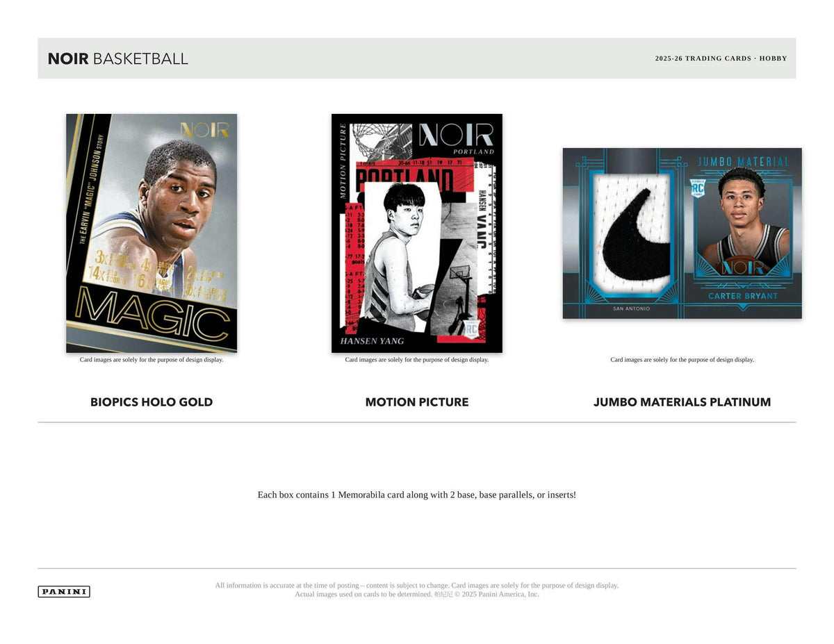 2025/26 Panini Noir Basketball Hobby Box | Columbia Sports Cards.