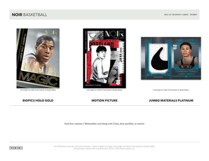 2025/26 Panini Noir Basketball Hobby Box | Columbia Sports Cards.