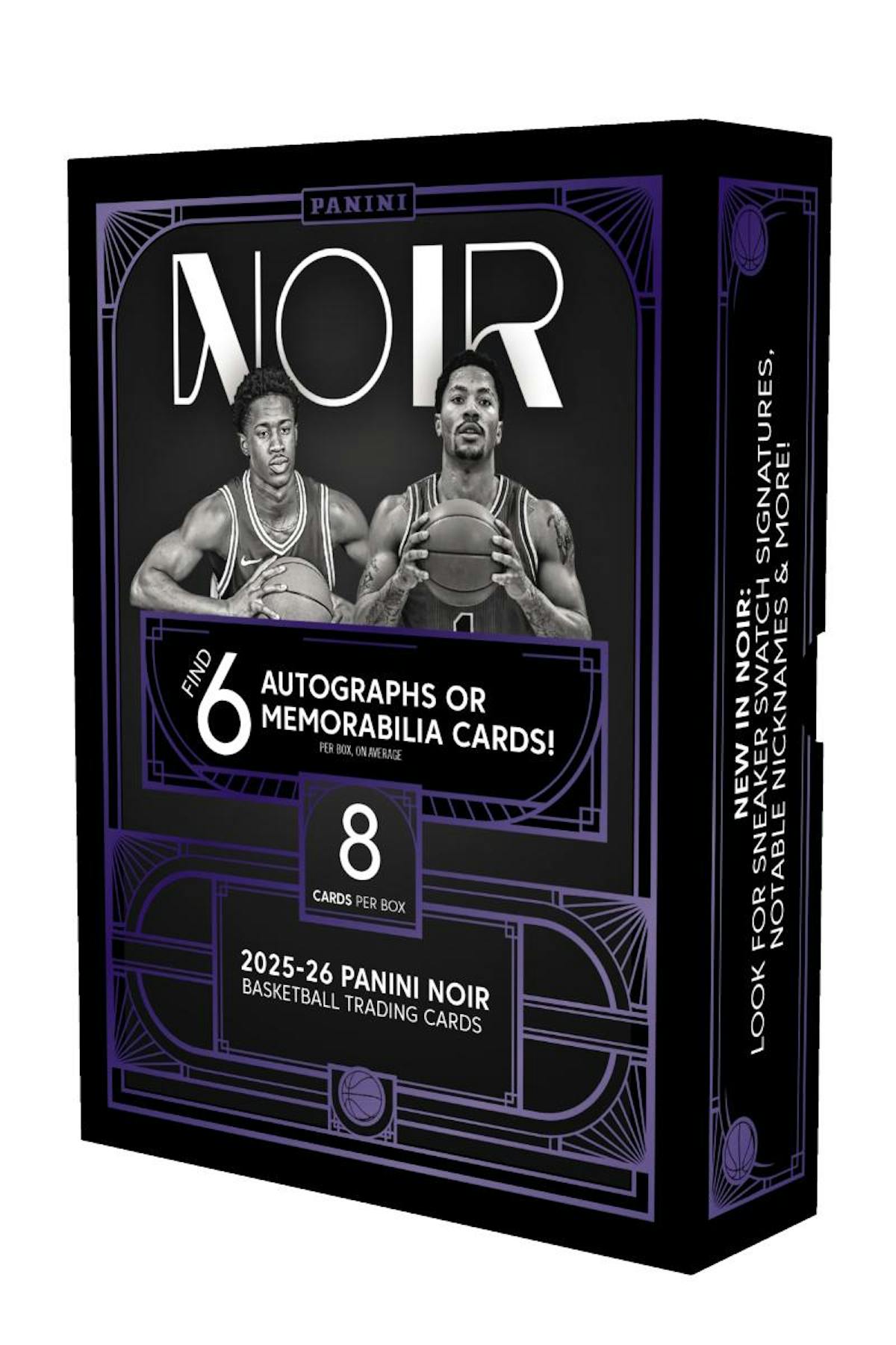 2025/26 Panini Noir Basketball Hobby Box
Panini Noir Sneaker Spotlight Signature card
2025/26 Noir Basketball memorabilia autograph card