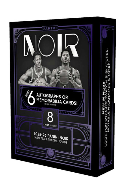 2025/26 Panini Noir Basketball Hobby Box
Panini Noir Sneaker Spotlight Signature card
2025/26 Noir Basketball memorabilia autograph card