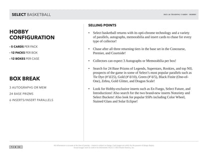 2025/26 Panini Select Basketball Hobby Box sell sheet 6
