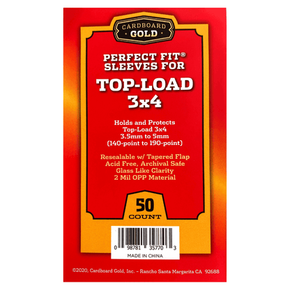 2,500ct Perfect Fit Graded Cards Sleeves - 140pt - 190pt Size - Cardboard Gold - Columbia Hobby - Sports Card Boxes - Toploaders - Card Savers