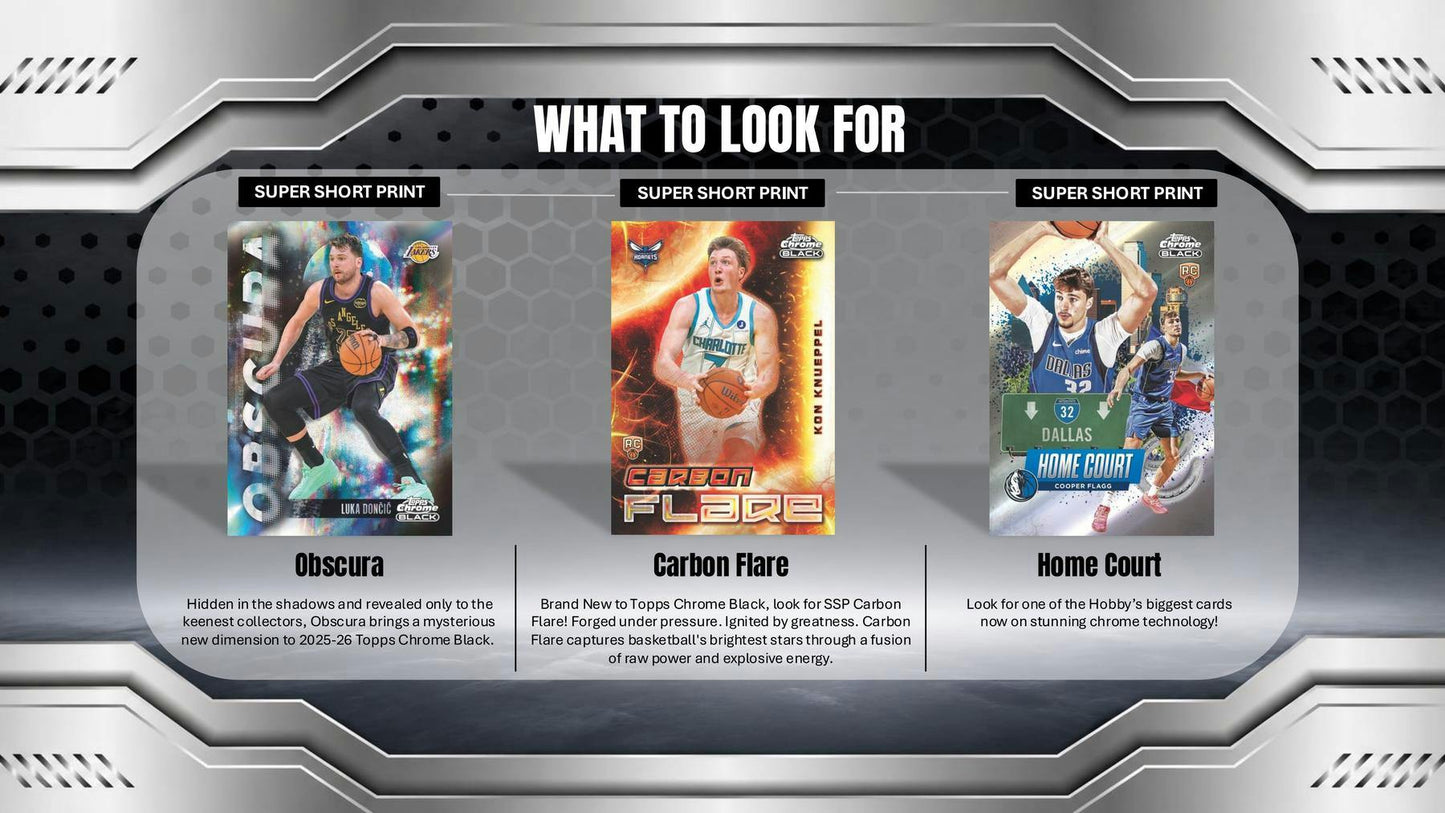 2025/26 Topps Chrome Black Basketball Hobby Box | Columbia Sports Cards | Columbia Hobby - Sports Card Boxes - Toploaders - Card Savers.