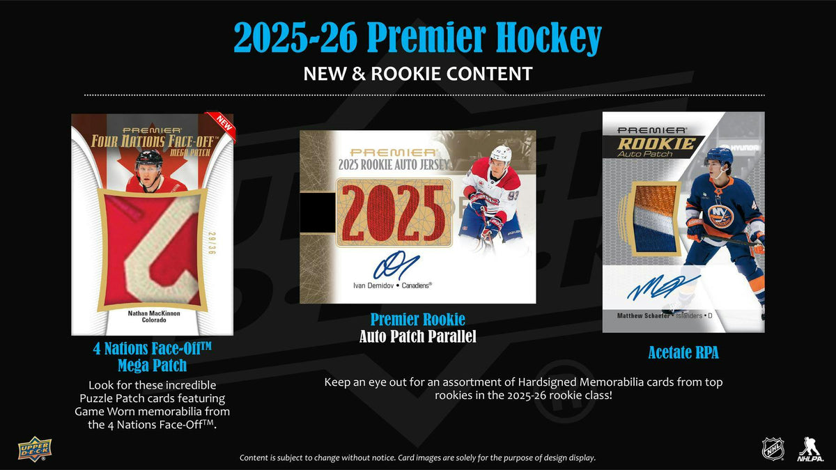 2025/26 Upper Deck Premier Hockey Hobby Box | Columbia Sports Cards | Columbia Hobby - Sports Card Boxes - Toploaders - Card Savers.