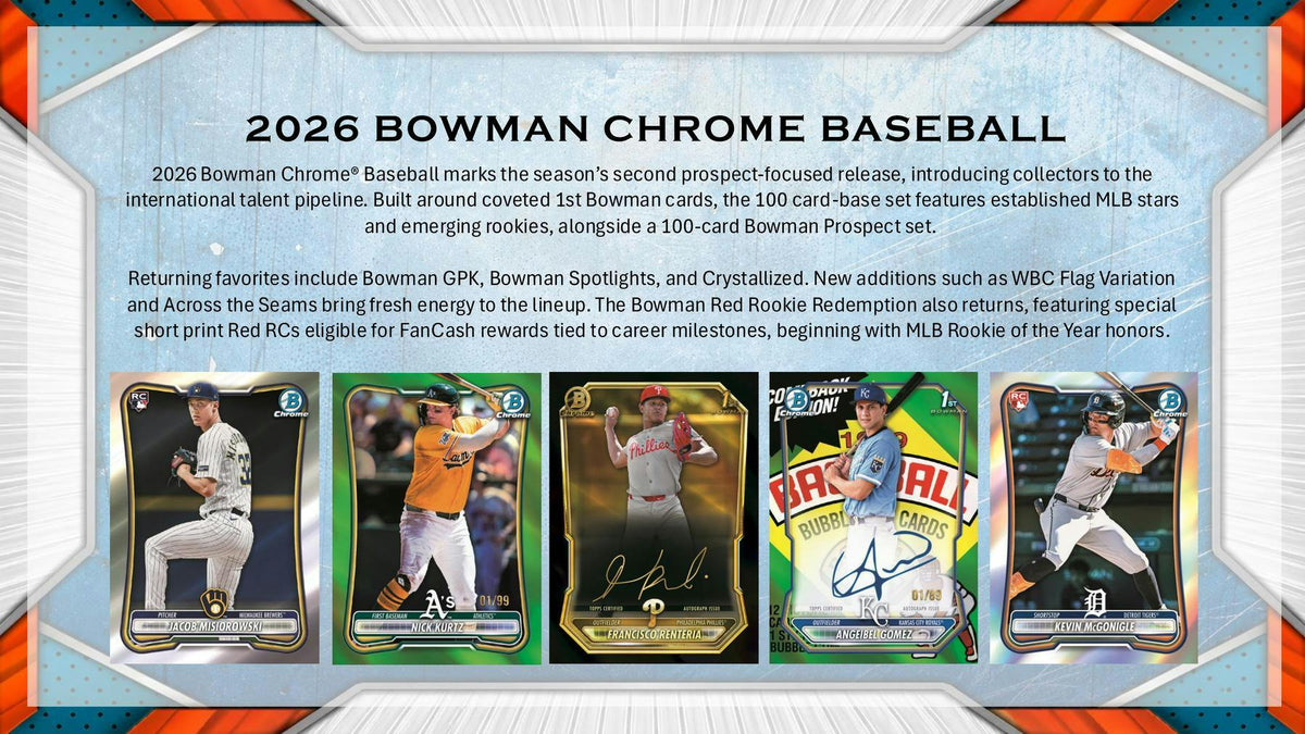 2026 Bowman Chrome Baseball Mega Box | Columbia Hobby - Sports Card Boxes - Toploaders - Card Savers.