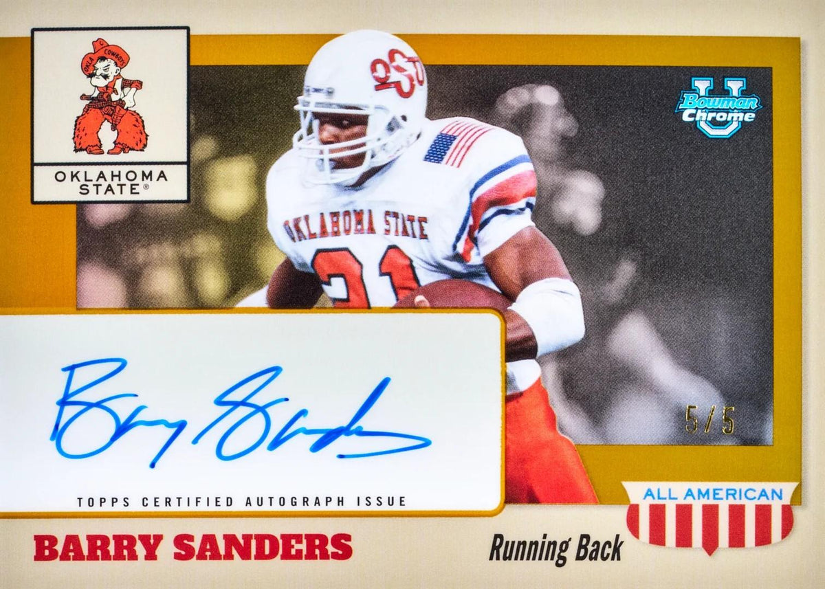 2026 Bowman Football - sample card: Barry Sanders 1955 All-American autograph