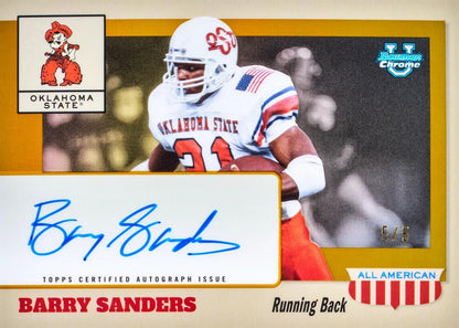 2026 Bowman Football - sample card: Barry Sanders 1955 All-American autograph