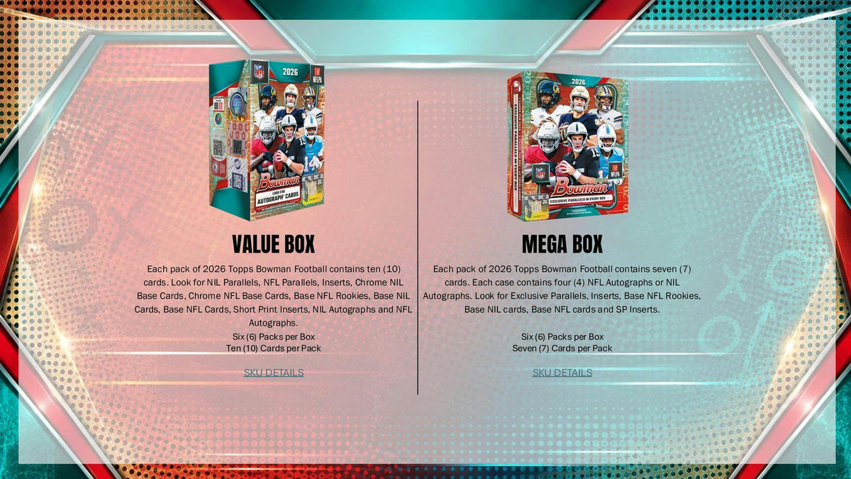 2026 Bowman Football Hobby Box | Columbia Hobby - Sports Card Boxes - Toploaders - Card Savers.
