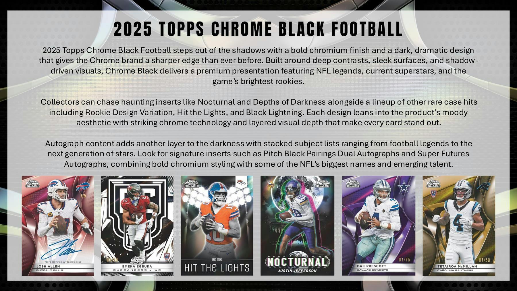 2025 Topps Chrome Black Football Hobby Box | Columbia Sports Cards | Columbia Hobby - Sports Card Boxes - Toploaders - Card Savers.