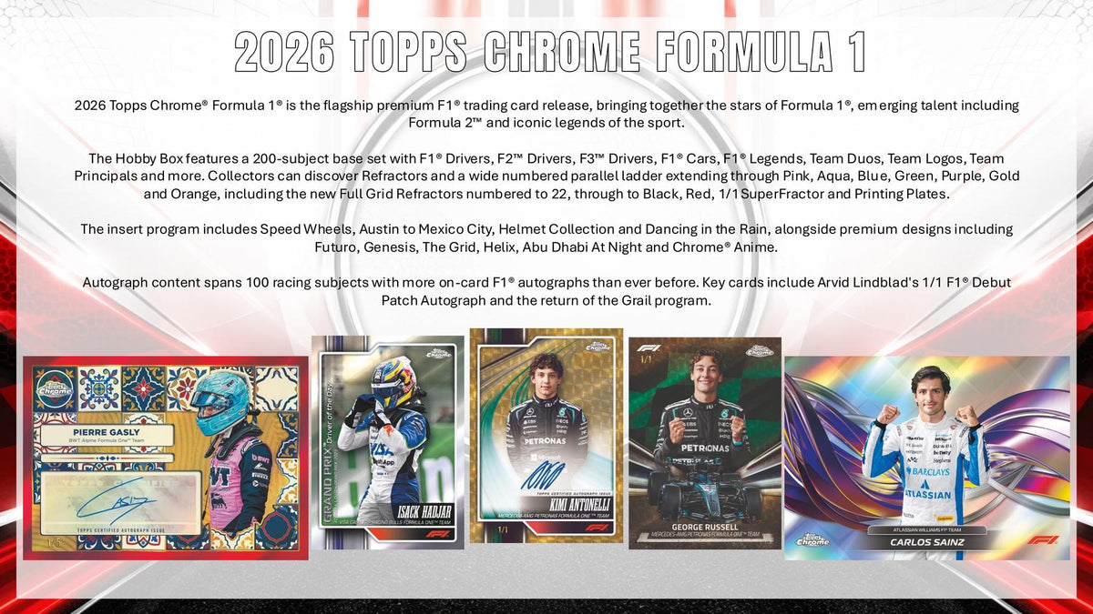 2026 Topps Chrome F1 Formula 1 Blaster Box sell sheet 2
