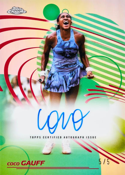 2026 Topps Chrome Tennis - sample card: Coco Gauff autograph numbered /5