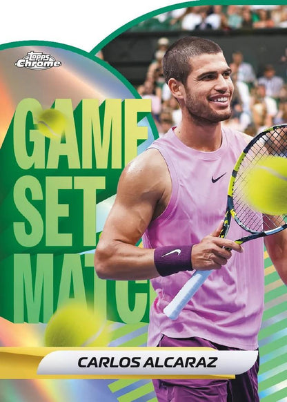 2026 Topps Chrome Tennis - sample card: Carlos Alcaraz Game. Set. Match. insert