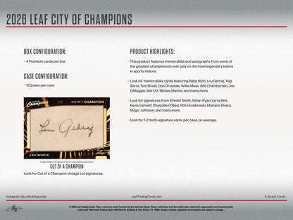 2026 Leaf City of Champions Hobby Box sell sheet 5